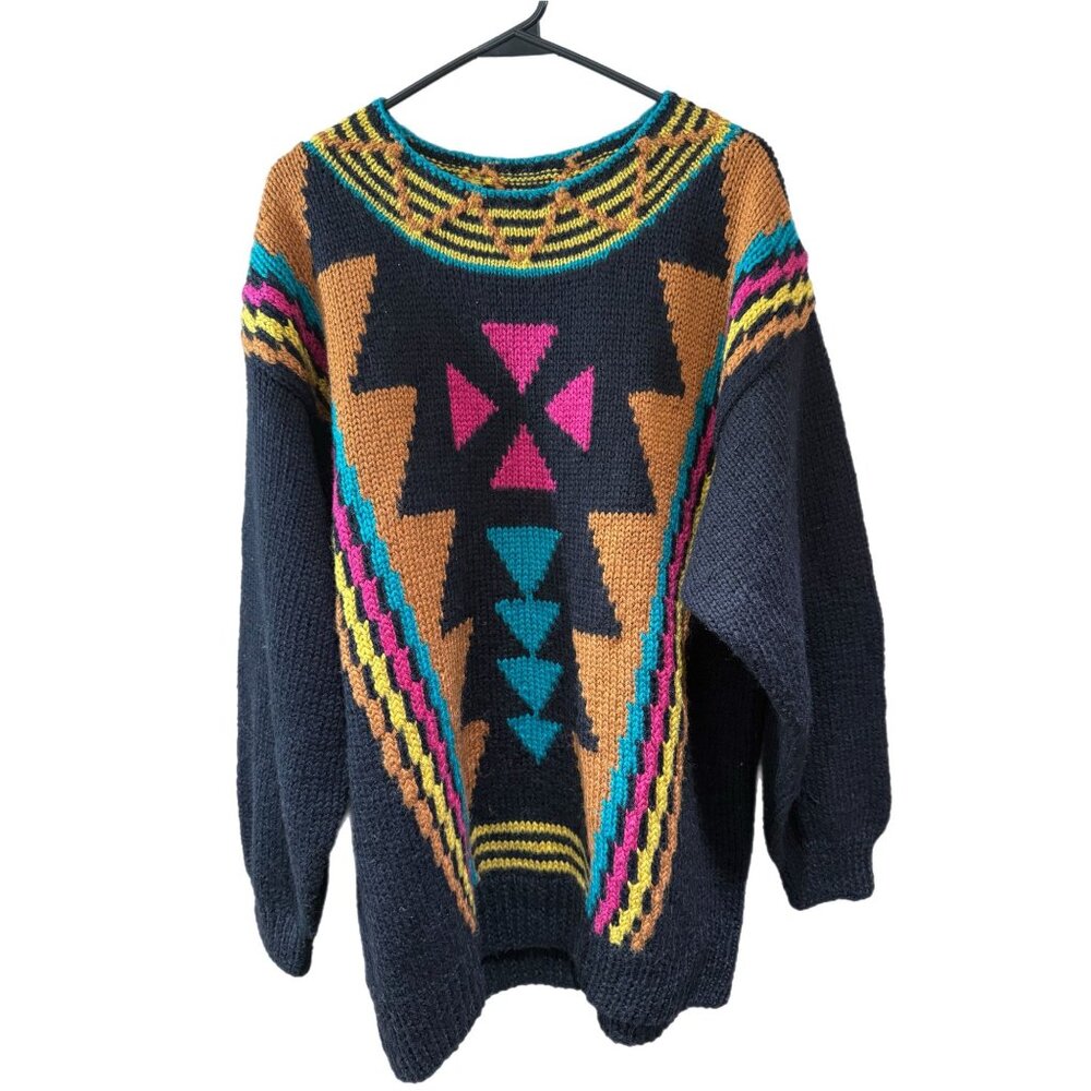 Gachet Women’s Large Wool Blend Geometric Sweater Vintage RARE
